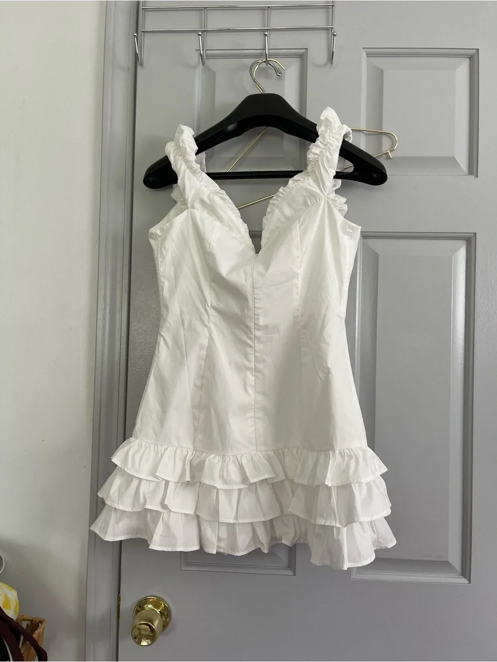White Ruffle-Trim Dress